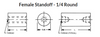 1/4" OD x 2-3/4" L x #6-32 Thread, Steel Female/Female Round Standoff, Plain (25 Pkg.)