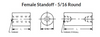 5/16" OD x 1/2" L x #10-32 Thread, Aluminum Female/Female Round Standoff, Plain (100 Pkg.)