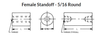 5/16" OD x 1/2" L x #10-32 Thread, Stainless Steel Female/Female Round Standoff, Passivated (50 Pkg.)
