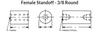 3/8" OD x 2" L x #6-32 Thread, Aluminum Female/Female Round Standoff, Plain (25 Pkg.)