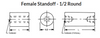 1/2" OD x 1-1/2" L x #10-32 Thread, Stainless Steel Female/Female Round Standoff (25 Pkg.)