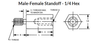 1/4" OD x 1-7/8" L x #4-40 Thread Aluminum Male/Female Hex Standoff, Plain (50/Pkg.)