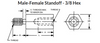 3/8" OD x 1/4" L x #8-32" Thread Aluminum Male/Female Hex Standoff, Plain (100/Pkg.)