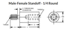 1/4" OD x 2-5/8" L x #6-32" Thread Stainless Steel Male/Female Round Standoffs, Passivated (25/Pkg.)