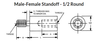 1/2" OD x 7/8" L x #10-32 Thread Stainless Steel Male/Female Round Standoffs, Passivated (10/Pkg.)