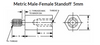 5 mm OD x 18 mm L x M3x.5 Thread Brass Male/Female Hex Standoff, Nickel (50/Pkg.)