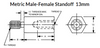 13 mm OD x 18 mm L x M6x1 Thread Stainless Steel Male/Female Hex Standoffs, Passivated (25/Pkg.)