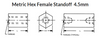 4.5 mm OD x 16 mm L x M3x.5 Thread Stainless Steel Female/Female Hex Standoff, Passivated (100/Pkg.)