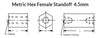 4.5 mm OD x 40 mm L x M3-0.50 Thread Stainless Steel Female/Female Hex Standoff, Passivated (50/Pkg.)