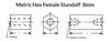 8 mm OD x 19 mm L x M4x.7 Thread Stainless Steel Female/Female Hex Standoff, Passivated (50/Pkg.)