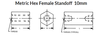 10 mm OD x 14 mm L x M5x.8 Thread Stainless Steel Female/Female Hex Standoff, Passivated (50/Pkg.)