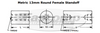 13 mm OD x 18 mm L x M6x.10 Thread Nylon Female/Female Round Standoff (50/Pkg.)