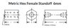 6 mm OD x 25 mm L x M3x.5 Thread Brass Female/Female Hex Standoff, Clear Zinc (50/Pkg.)