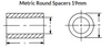 19 mm OD x 5 mm L x  12 mm Hole Nylon Round Spacer (25/Pkg.)