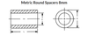 8 mm OD x  10 mm L x 3.2 mm Hole Stainless Steel Round Spacer, Passivated (50/Pkg.)