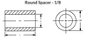 1/8" OD x 1/8" L x 0.64" Hole Aluminum Round Spacers, Plain (250/Pkg.)