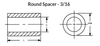 3/16" OD x 1/2" L x #4 Hole Aluminum Round Spacers, Clear Anodize (50/Pkg.)