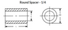 1/4" OD x 1/8" L x .090" Hole Aluminum Round Spacers, Plain (250/Pkg.)