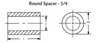1/4" OD x 1-1/8" L x .140" Hole Aluminum Round Spacers, Plain (100/Pkg.)