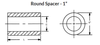 1" OD x 3/8" L x 7/16" Hole Aluminum Round Spacers, Plain (25/Pkg.)