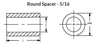 5/16" OD x 1/2" L x .192" Hole Aluminum Round Spacers, Gold Iridite (100/Pkg.)