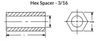 3/16" OD x 3/16" L x .115" Hole Aluminum Hex Spacers, Gold Iridite (100/Pkg.)