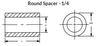 1/4" OD x 5/8" L x #6 Hole Aluminum Round Spacers, Black Anodize (50/Pkg.)