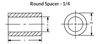 1/4" OD x 9/16" L x #4 Hole Brass Round Spacers, Clear Zinc (50/Pkg.)