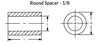 1/8" OD x 3/8" L x .090" Hole Stainless Steel Round Spacers, Passivated (50/Pkg.)