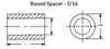 3/16" OD x 9/16" L x .064" Hole Stainless Steel Round Spacers, Passivated (100/Pkg.)
