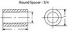 3/4" OD x 5/8" L x 3/8" Hole Stainless Steel Round Spacers, Passivated (10/Pkg.)