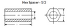 1/2" OD x 1/8" L x #25 Hole Stainless Steel Hex Spacers, Passivated (25/Pkg.)