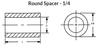 1/4" OD x 5/8" L x #8 Hole Steel Round Spacers, Clear Zinc (50/Pkg.)