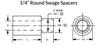 1/4" OD x 1/8" L Round Swage Spacers, #6 Screw Size, Aluminum, Plain (150/Pkg.)