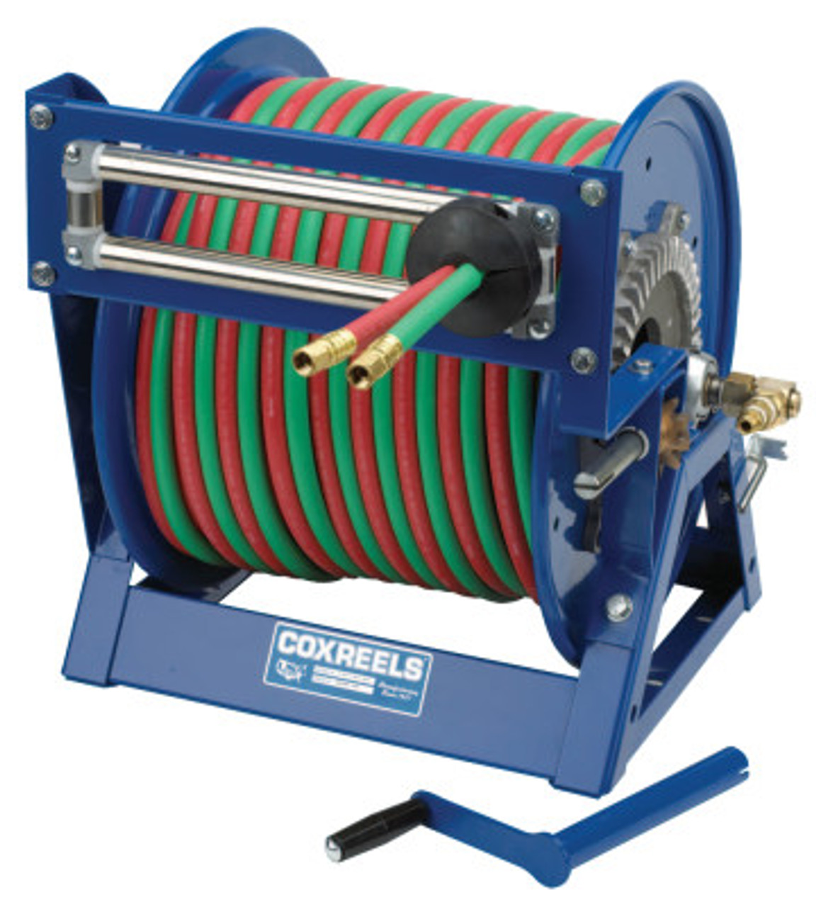 Coxreels Large Capacity Welding Reel, 3/8 I.D. 2/3 in. O.D. x 100ft, Hand  Crank Dual Hose, 1 EA ; AFT Fasteners