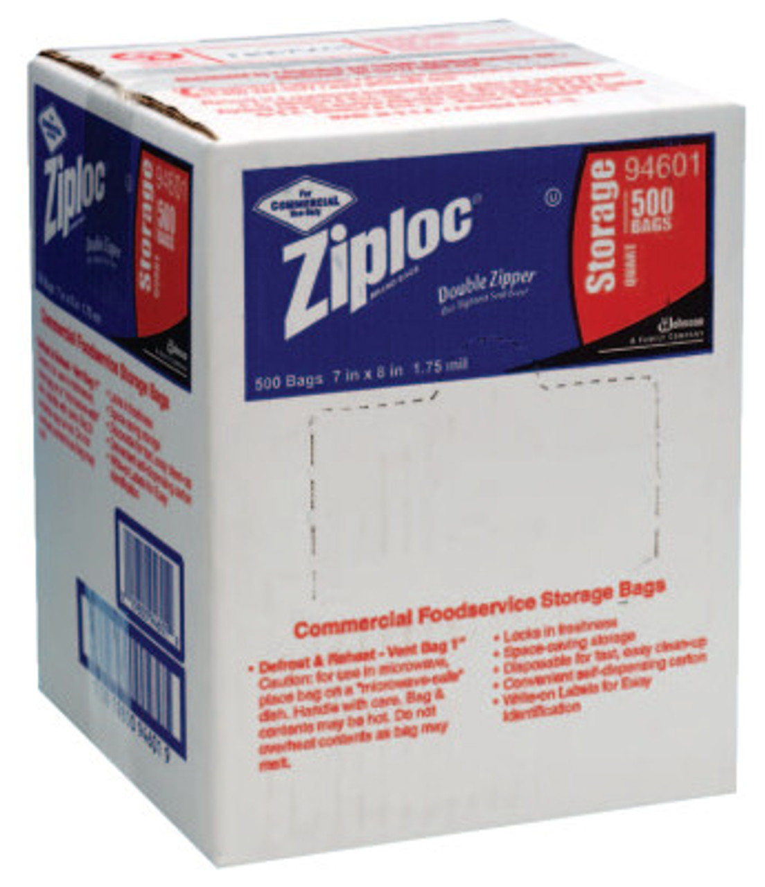 Ziploc Double Zipper Plastic Bags, 1 Quart, 500/Box, Sold Box