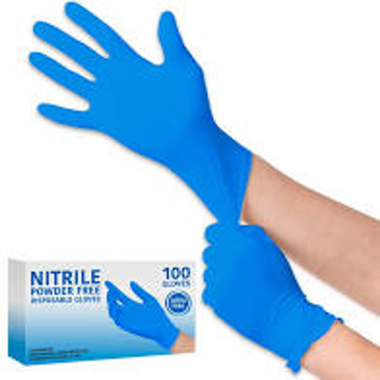 GENERAL SUPPLY General Purpose Nitrile Gloves, Powder-Free, Large, Blue, 3  4/5 mil, 1/CT