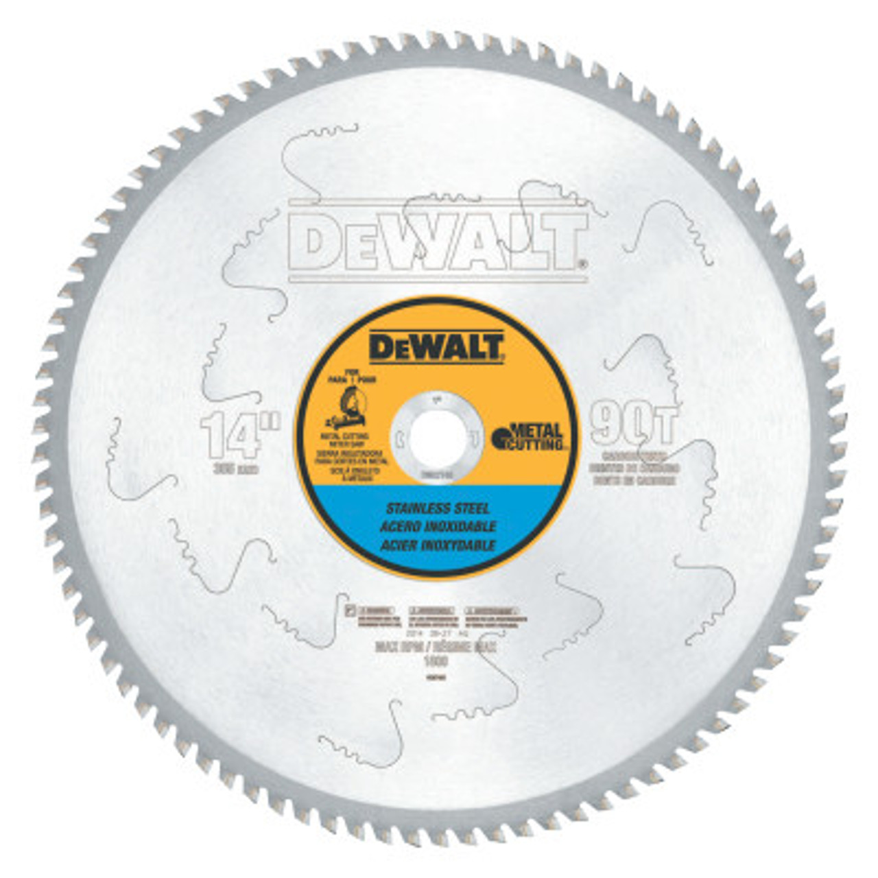 DeWalt Stainless Steel Cutting Saw Blades, 14 in, 90 Teeth, 1/EA