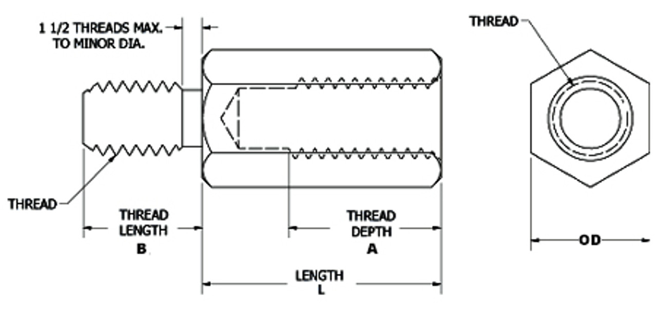 2-56 x 5/8 x 3/16 AF Coarse Thread Hex Male Female Standoff Low