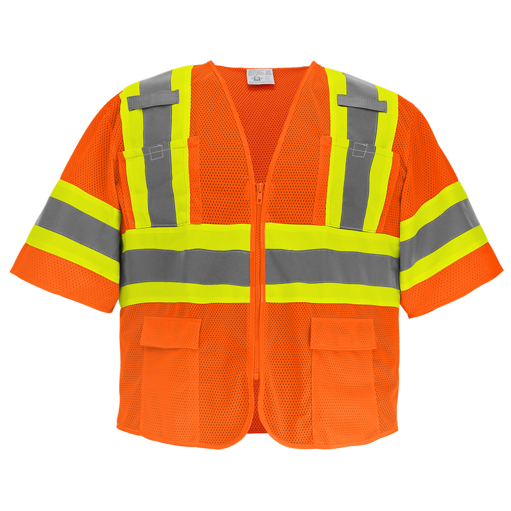 FrogWear HV Orange Mesh Polyester Surveyors Safety Vest with