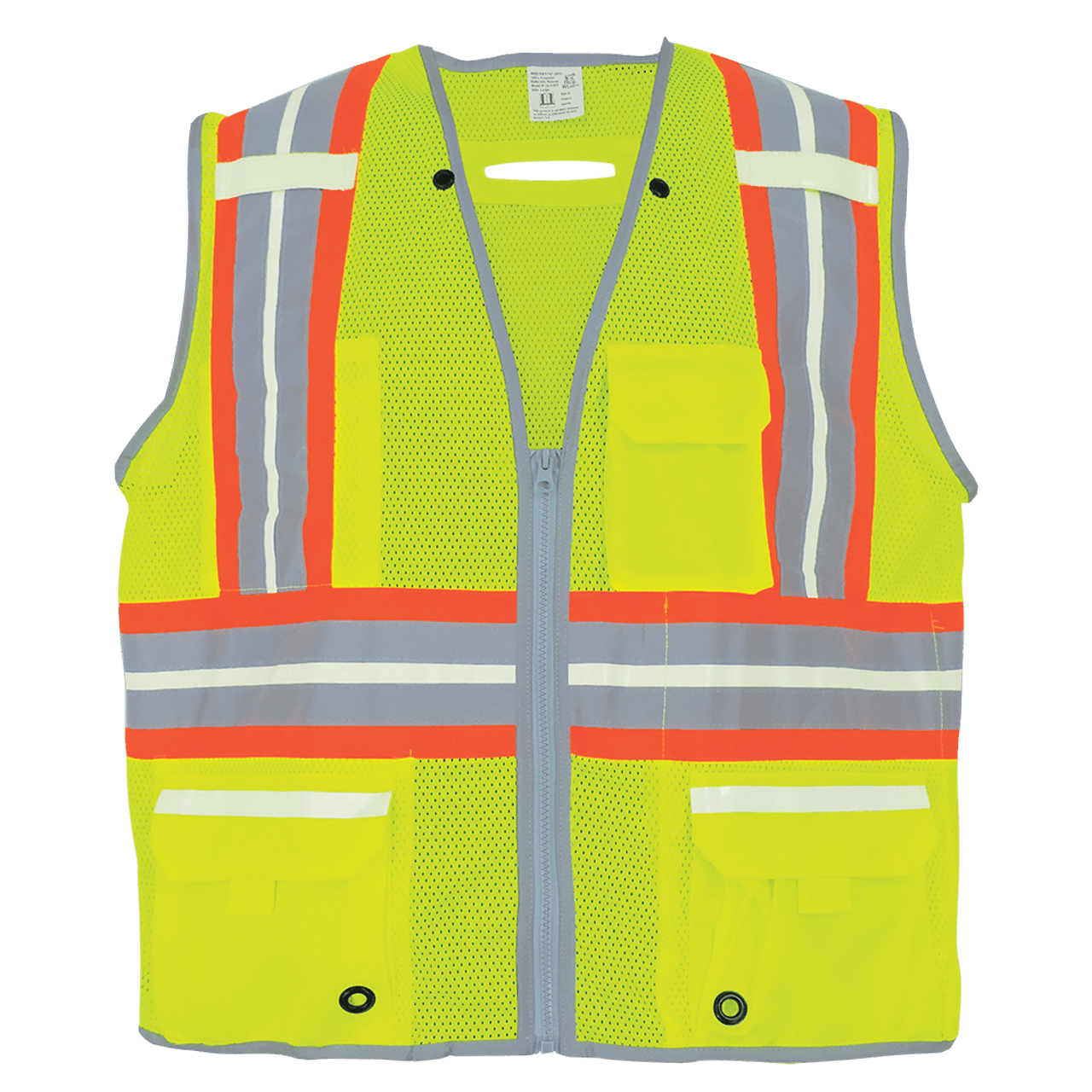 FrogWear HV Photoluminescent Surveyors Safety Vest with Reflective Size  6XL, #GLO-077-6XL AFT Fasteners