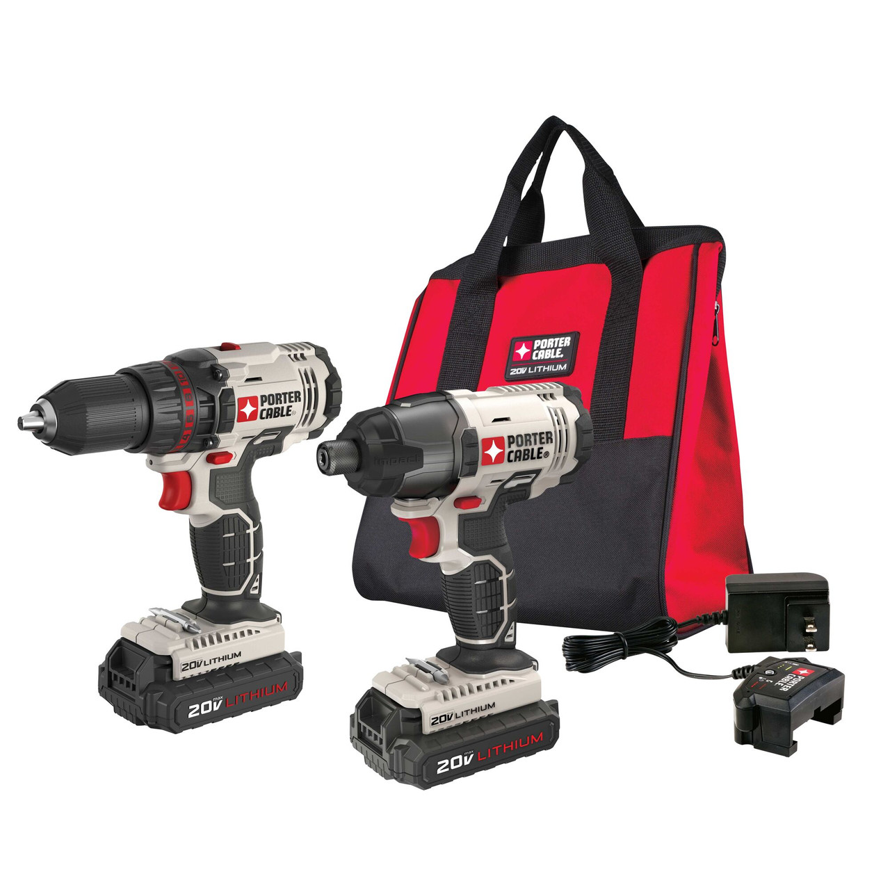 Porter Cable 20V Max Cordless Drill Impact Driver Combo Kit #PCCK604L2 (2  Piece) AFT Fasteners