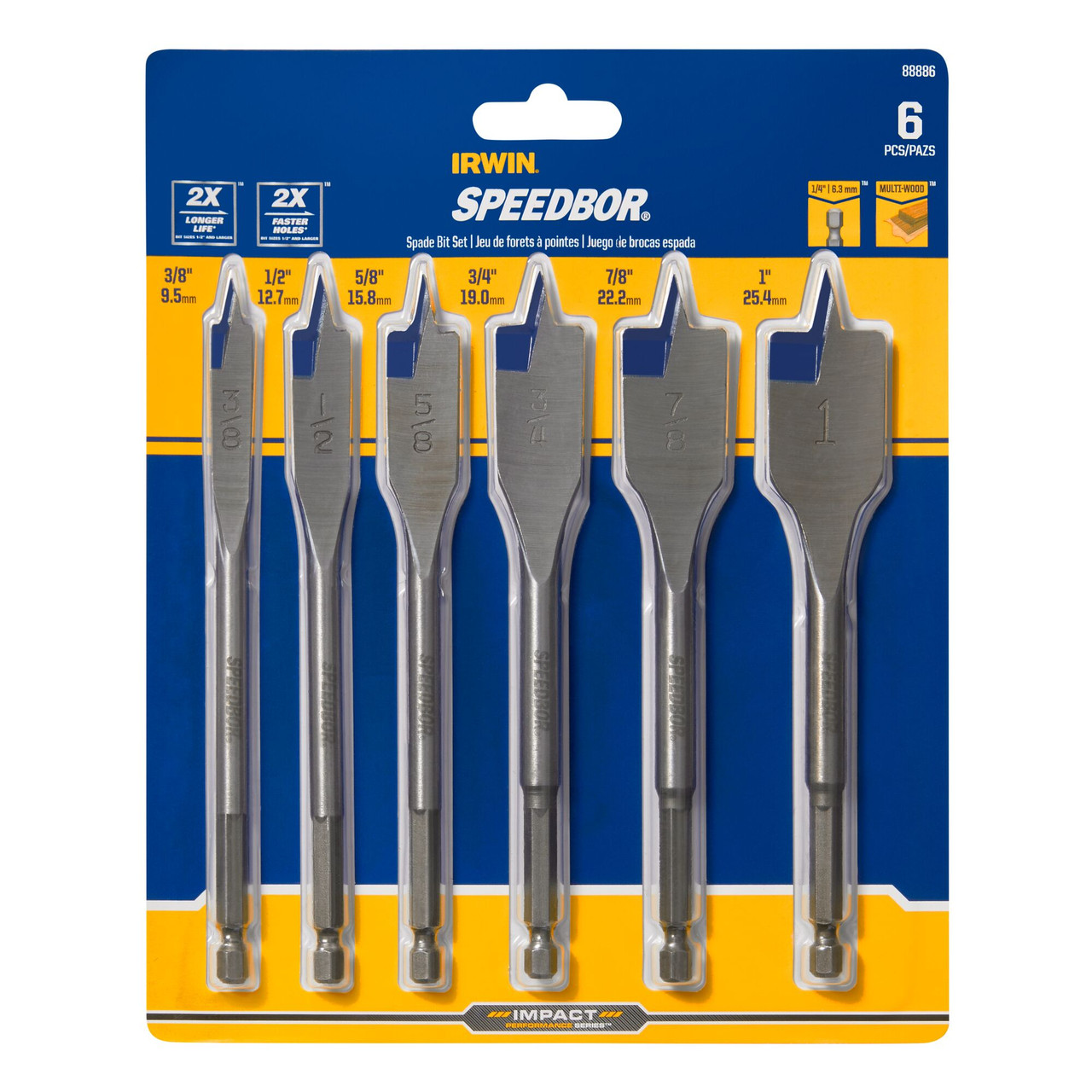 Irwin Speedbor® Flat Bit, 6Pc Set, #IR-88886 (6/Pkg) | AFT Fasteners