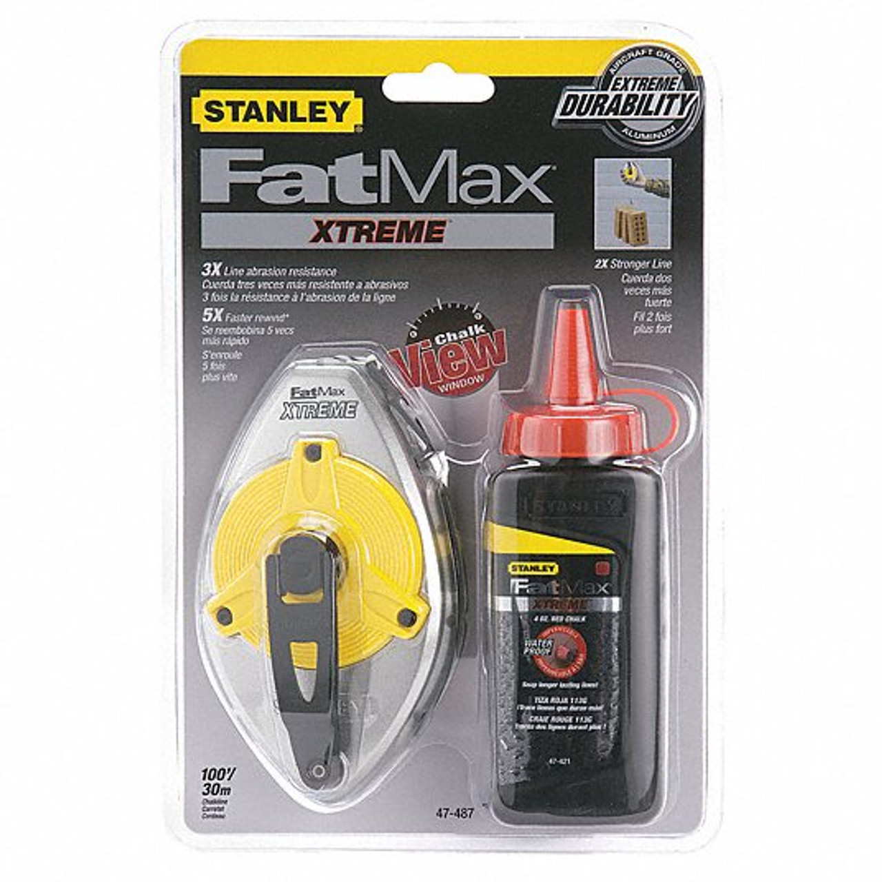 Stanley Products FatMax Xtreme Chalk Line Reel with Red Chalk, 100'  #47-487L (6/Pkg.)
