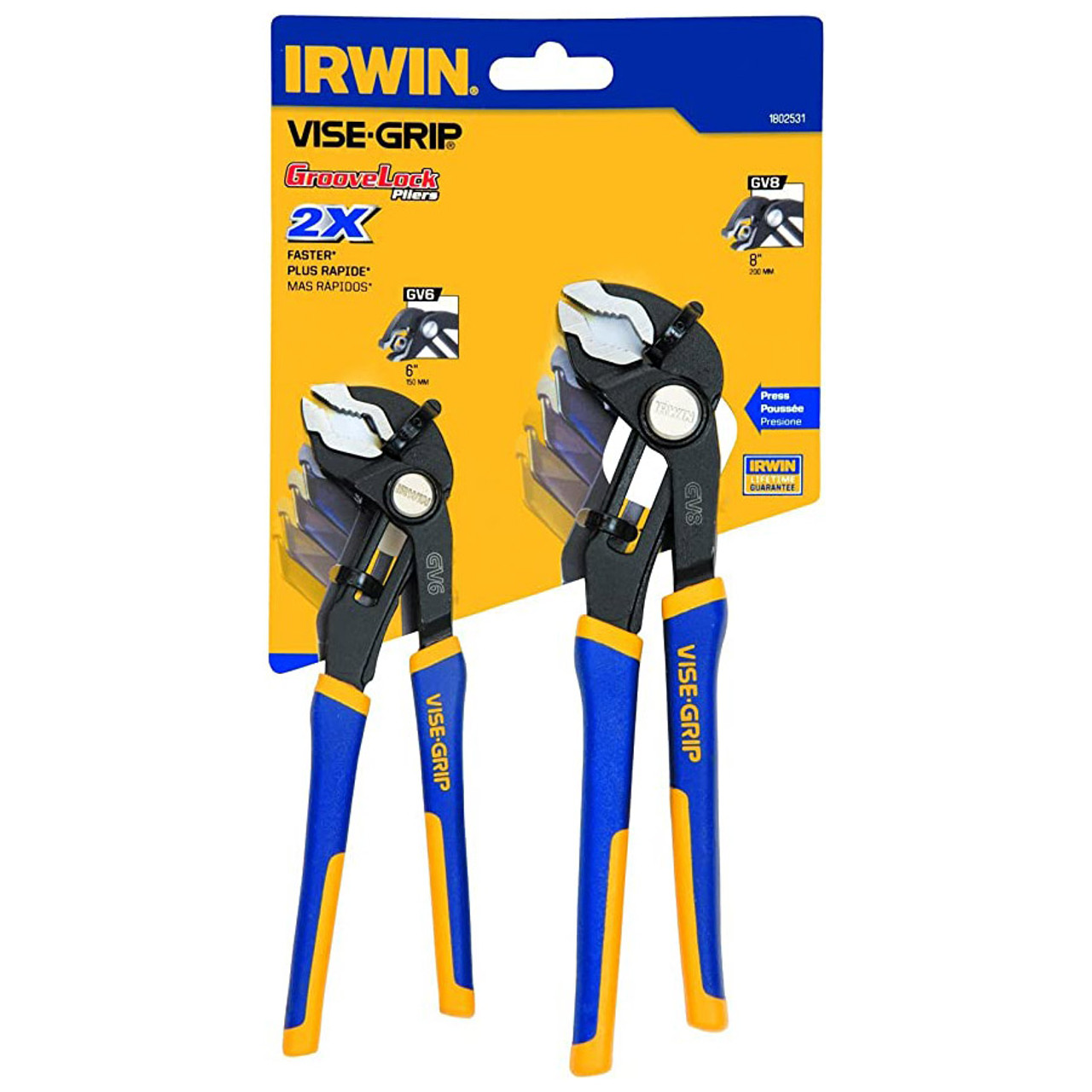 Irwin 4935095 Vise-Grip GrooveLock Straight-Jaw Pliers 8-in.