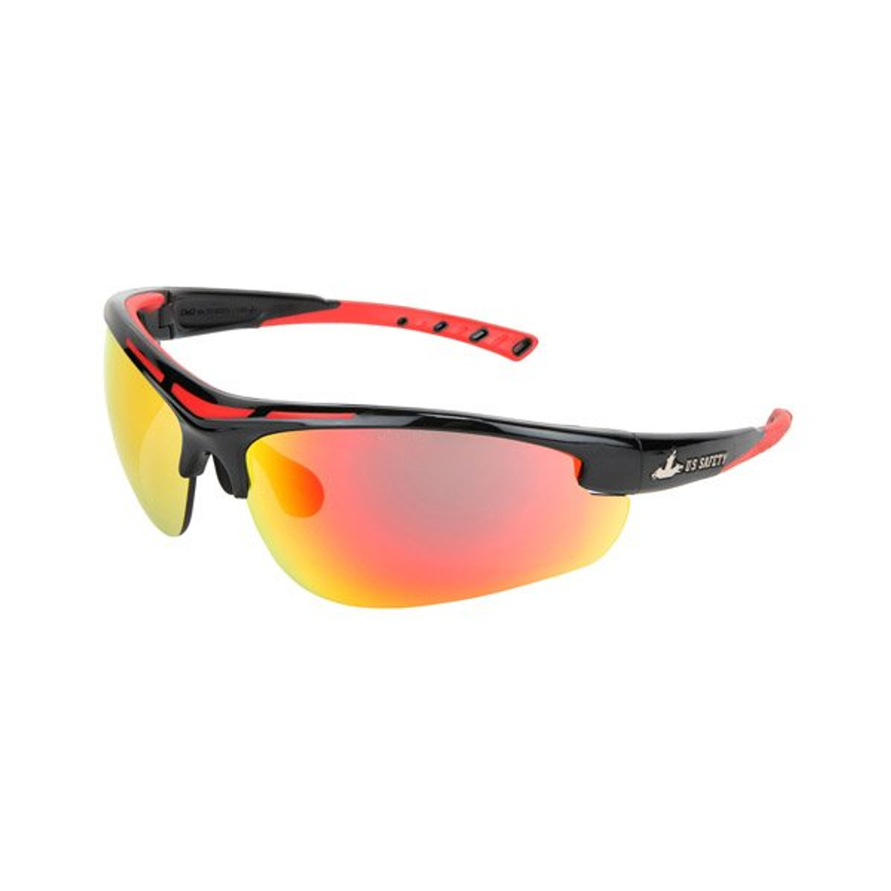 MCR Safety Dominator 2 Eyewear, Black/Red Frame, BossMan Fire Mirror ...