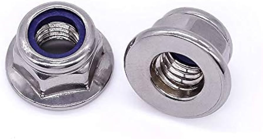 M8-1.25 DIN 6926 Flange Nylon Insert Locknuts, 18-8 Stainless