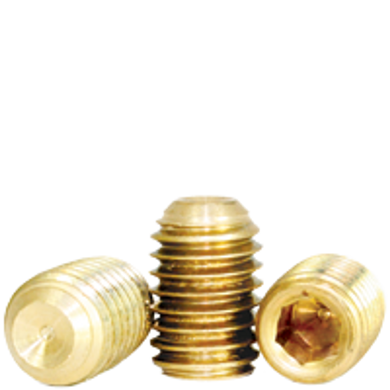 #10-24 x 3/8 Socket Set Screws Cup Point Coarse Brass (100/Pkg.)