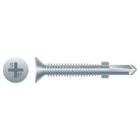 Stainless Steel Sheet Metal Screw, Plain Finish, Flat Head, Phillips Drive, Self-Drilling Point, 3/4 inch Length, #6-20 Threads (Pack of 100)