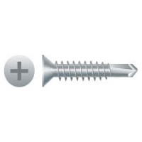 Stainless Steel Sheet Metal Screw, Plain Finish, Flat Head, Phillips Drive, Self-Drilling Point, 3/4 inch Length, #6-20 Threads (Pack of 100)